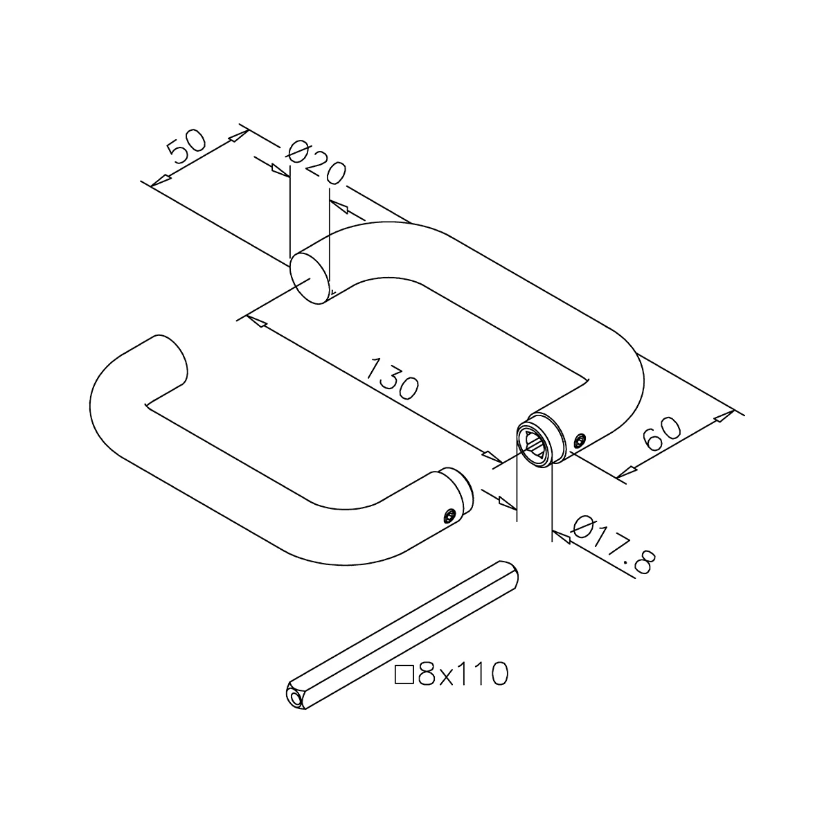 Türdrücker-Set, U-Form, 476000020xx