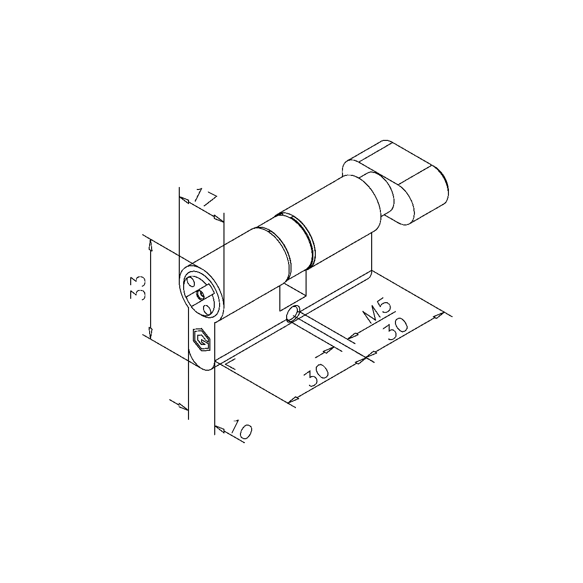 Profil zylinder 31/31 mm für Toilette, 7745271090512