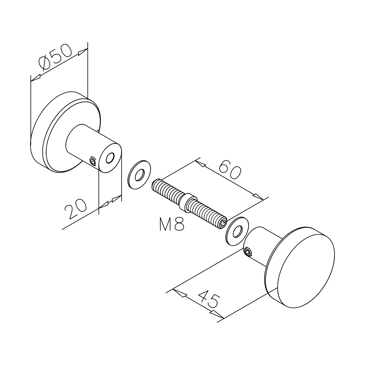 Glastürknopf, zweiseitig, 470115050xx
