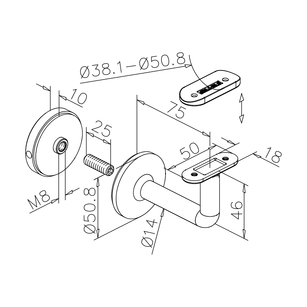 Handlaufstütze, 110121xxxxx