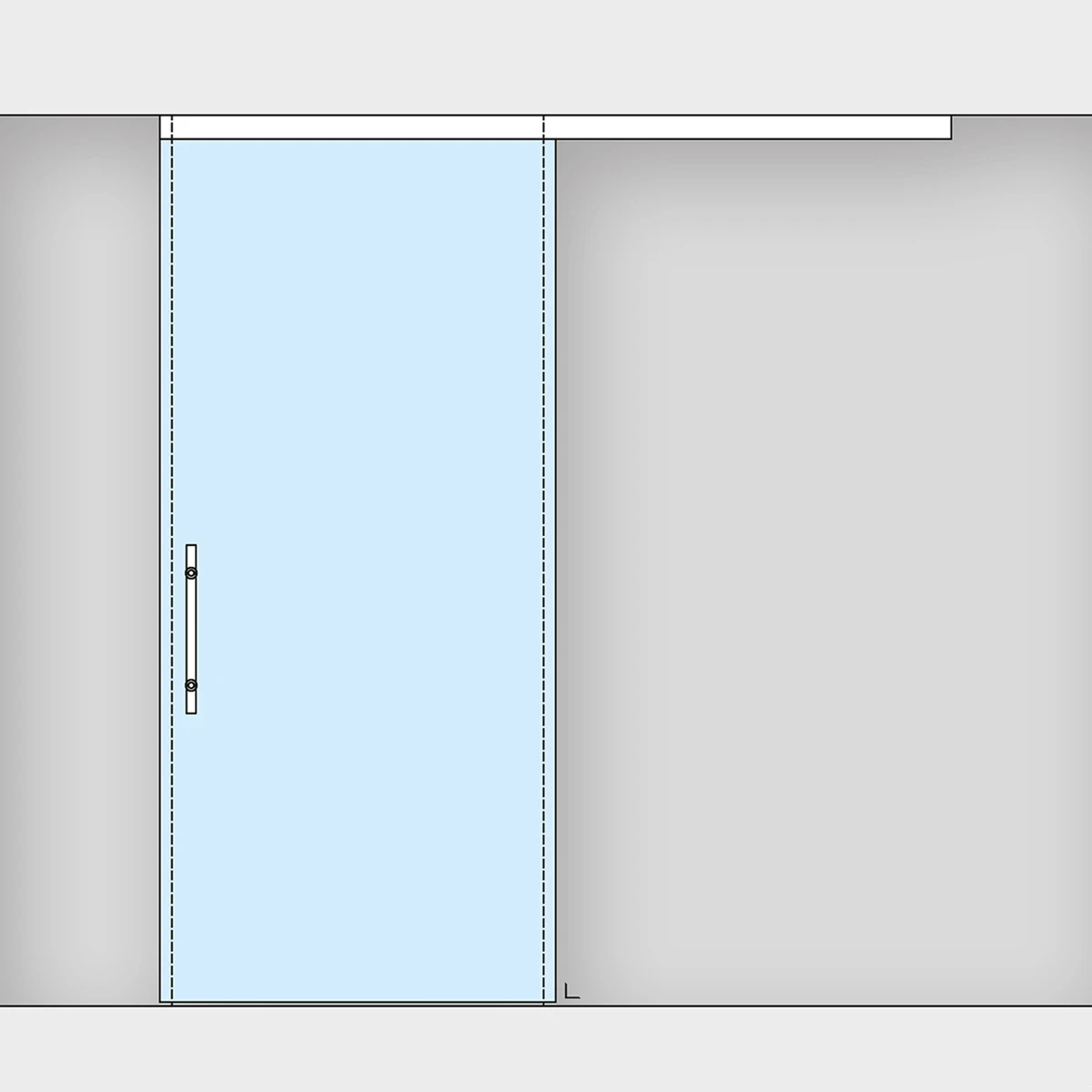 Schiebetür aus Glas inkl. Stopper und Bodenführung, 295070xxxxx