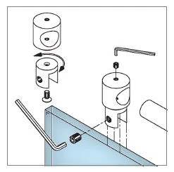 Glashalter offen für Rohr Ø 19,0 mm, 400835019xx