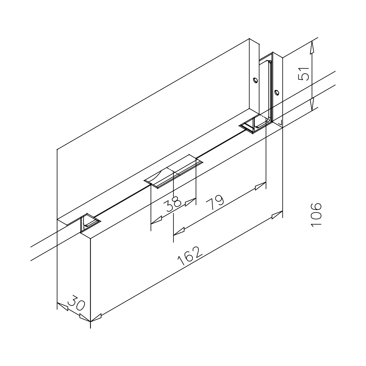 Gegenkasten für Glastürschloss Freya, 77452156000-xx