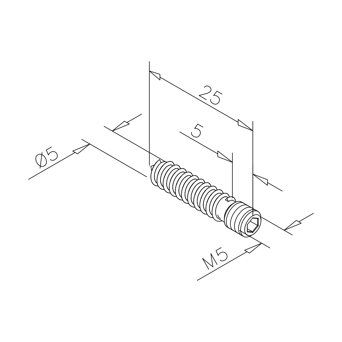 Stockschraube, M5 x 25 mm, 7793010052500