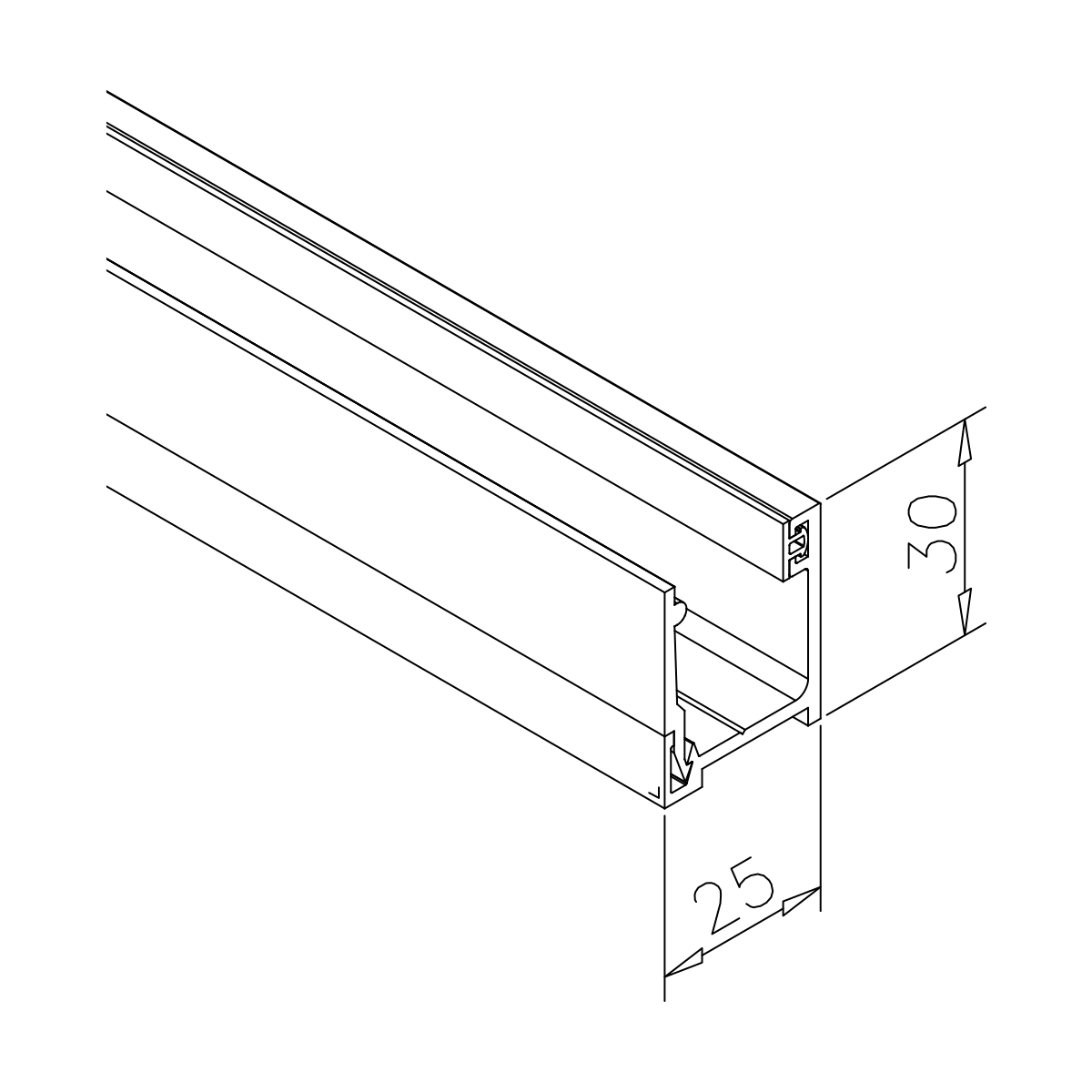 Aluminium U-Profil zweiteilig für Glastrennwände & Zargentüren, 77492xxxx00-xx