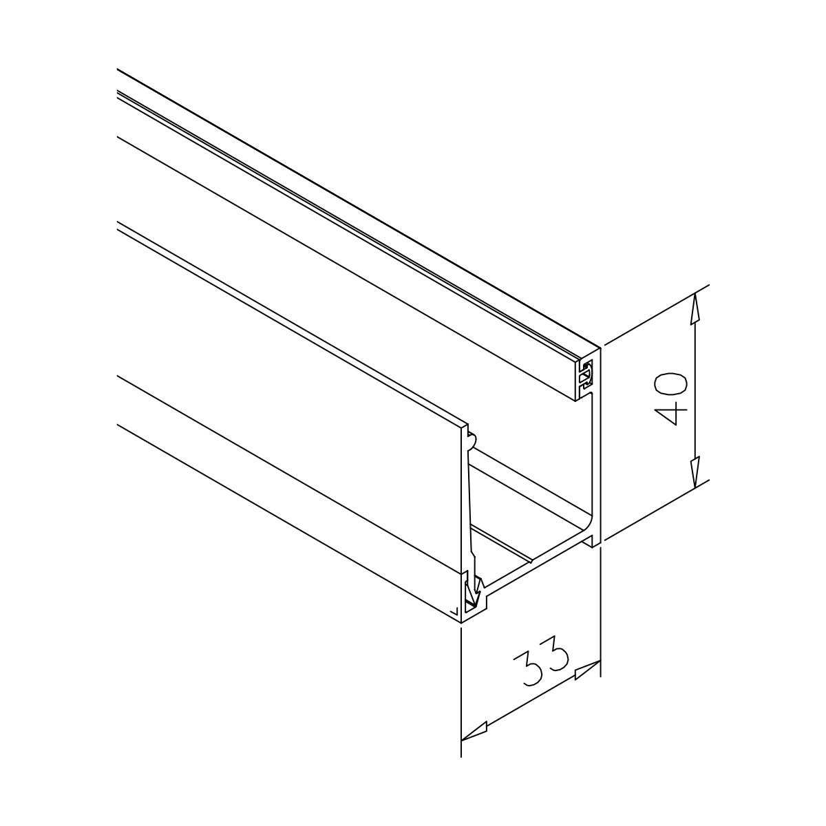Aluminium U-Profil zweiteilig für Glastrennwände & Zargentüren, 77492xxxx00-xx