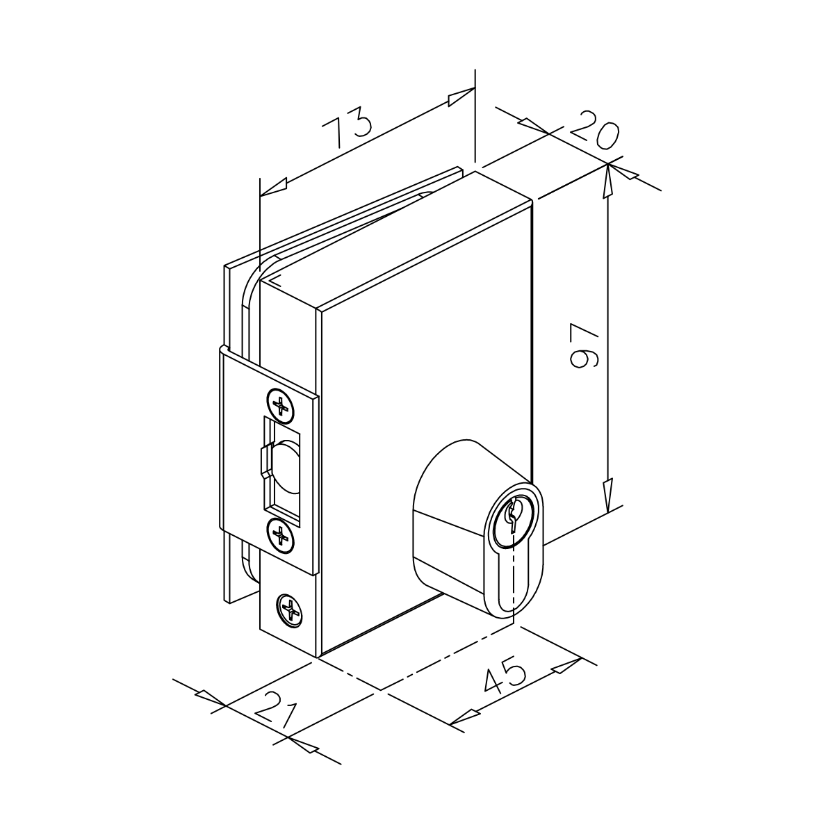 Glastürschloss zum Klemmen, 77455017000xx