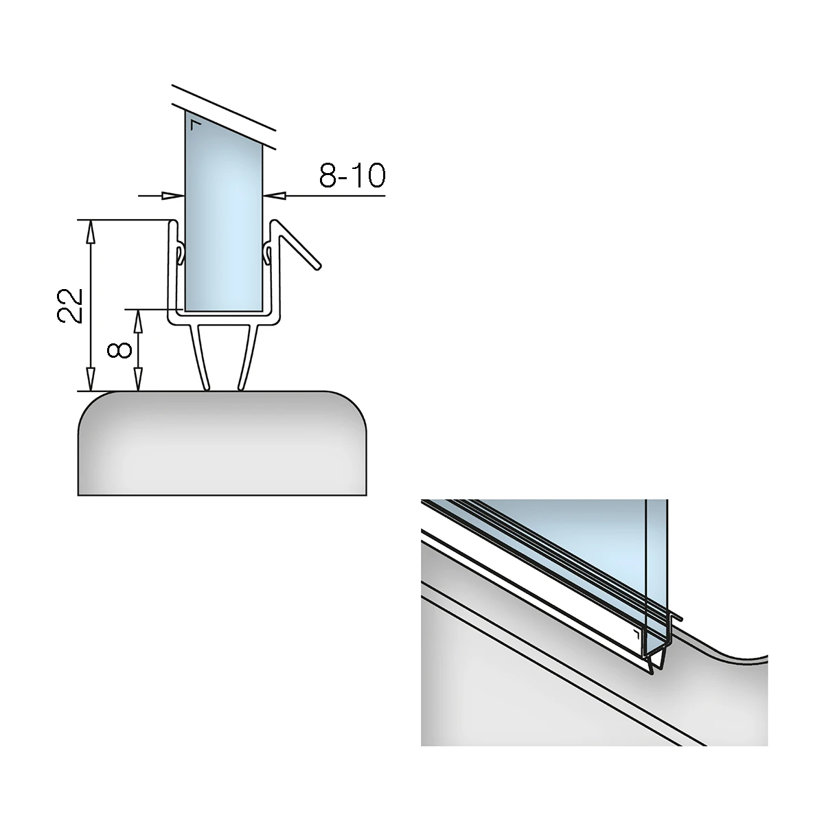 Dichtungsprofil für Glastür, 194013000xx