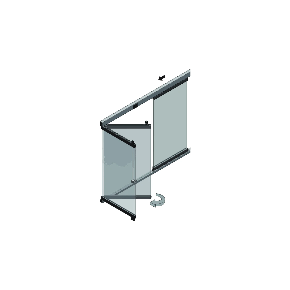 Glas Stapelwand mit Bodenführung, 2934xx0xx46