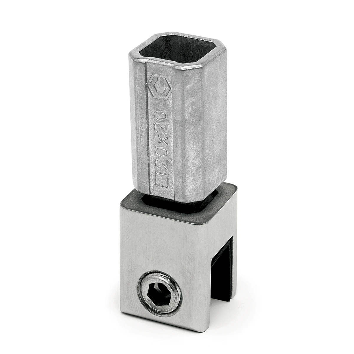 Glashalter für Vierkantrohr 20 x 20 mm, Deckenmontage, 400837420xx