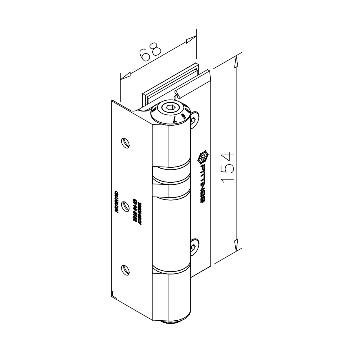 Glastürscharnier-Set, hydraulisch/selbstschließend, 45150xxxx12