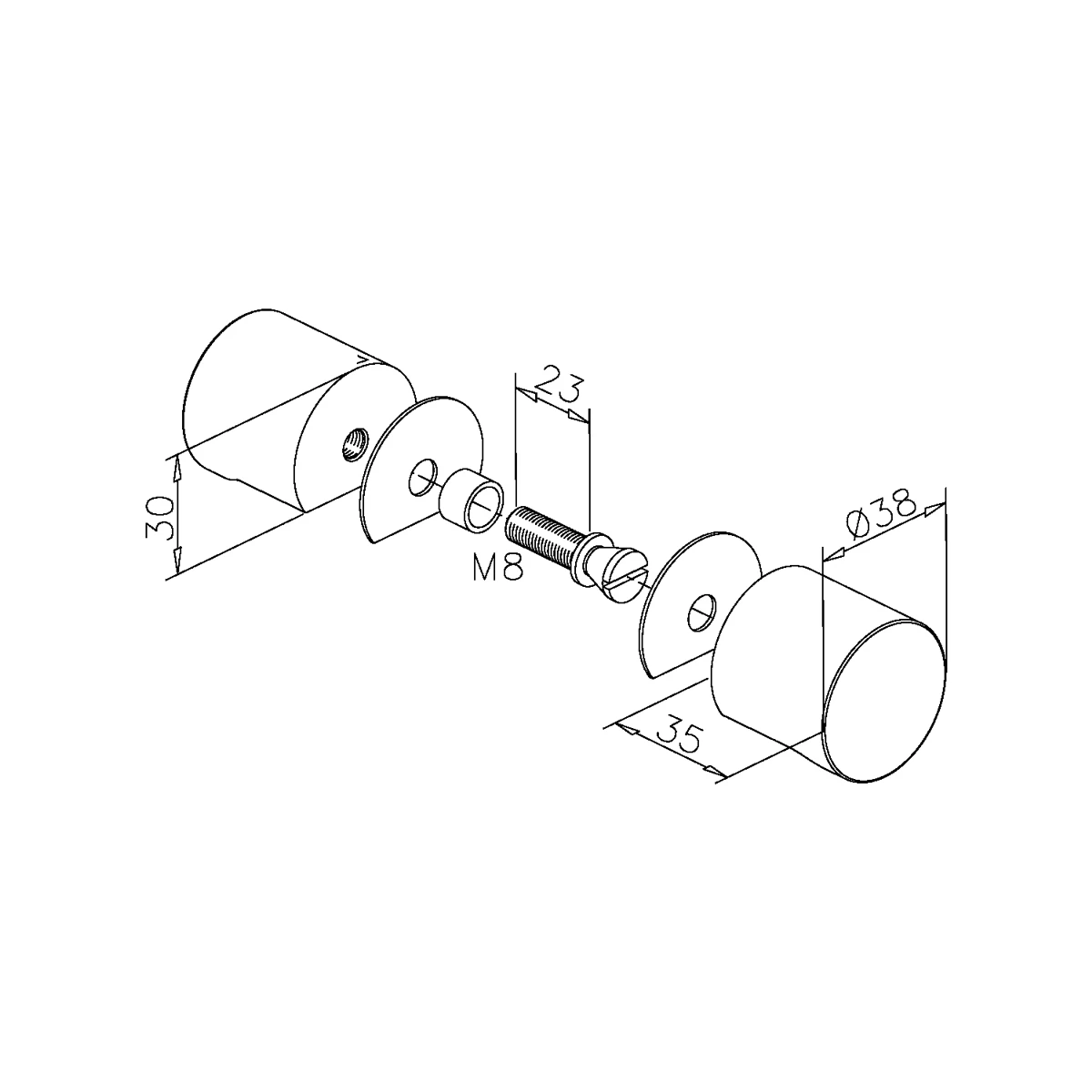 Glastürknopf, zweiseitig, 470106038xx