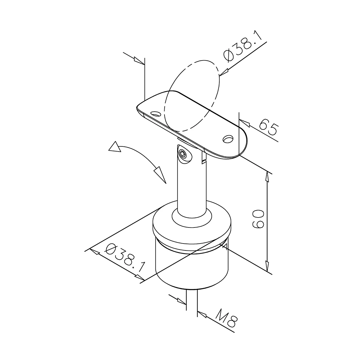 Rohrstütze variabel 20°, xx0714xxxxx