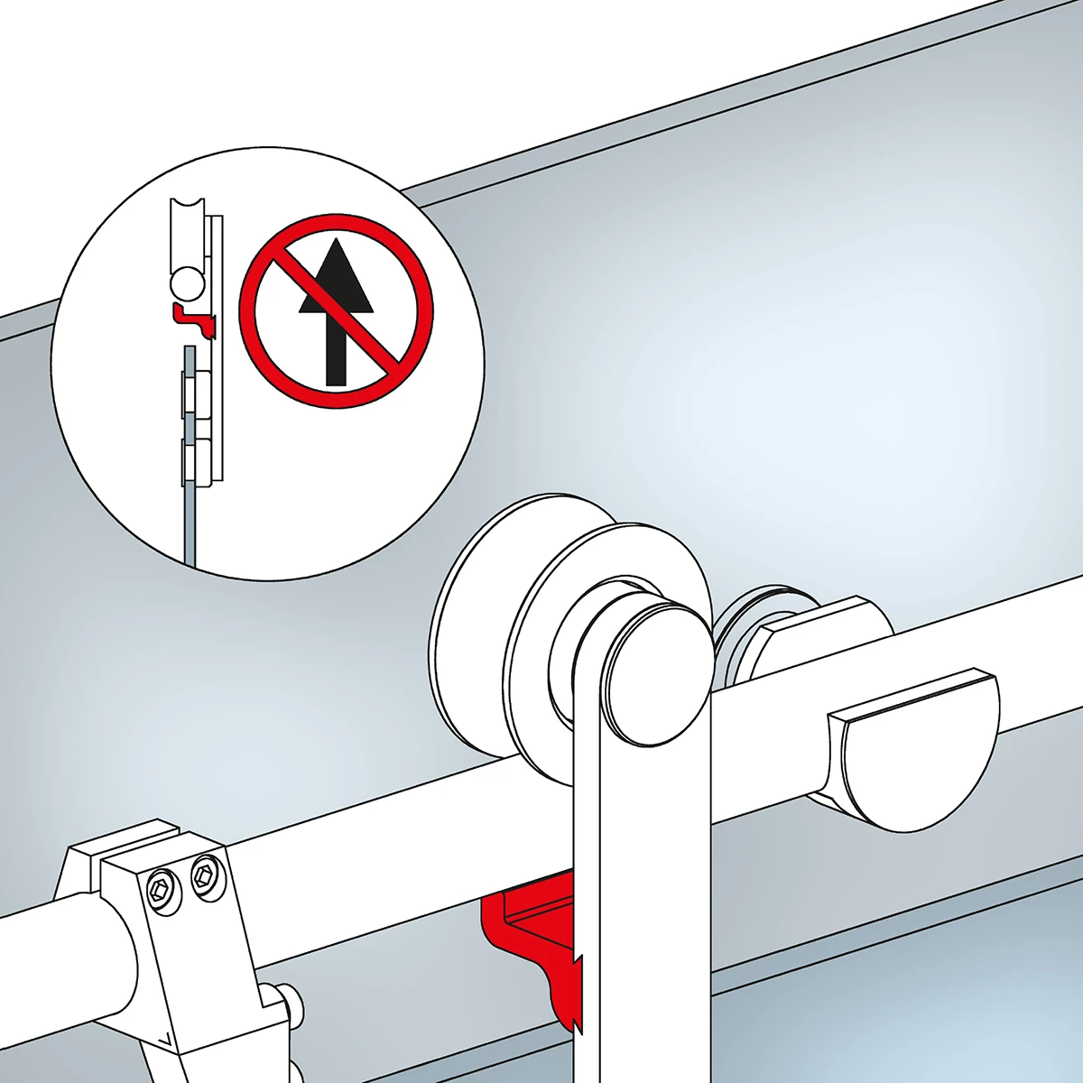 Laufwagen für Glasschiebetür-System mit Aushebesicherung, 466130000xx
