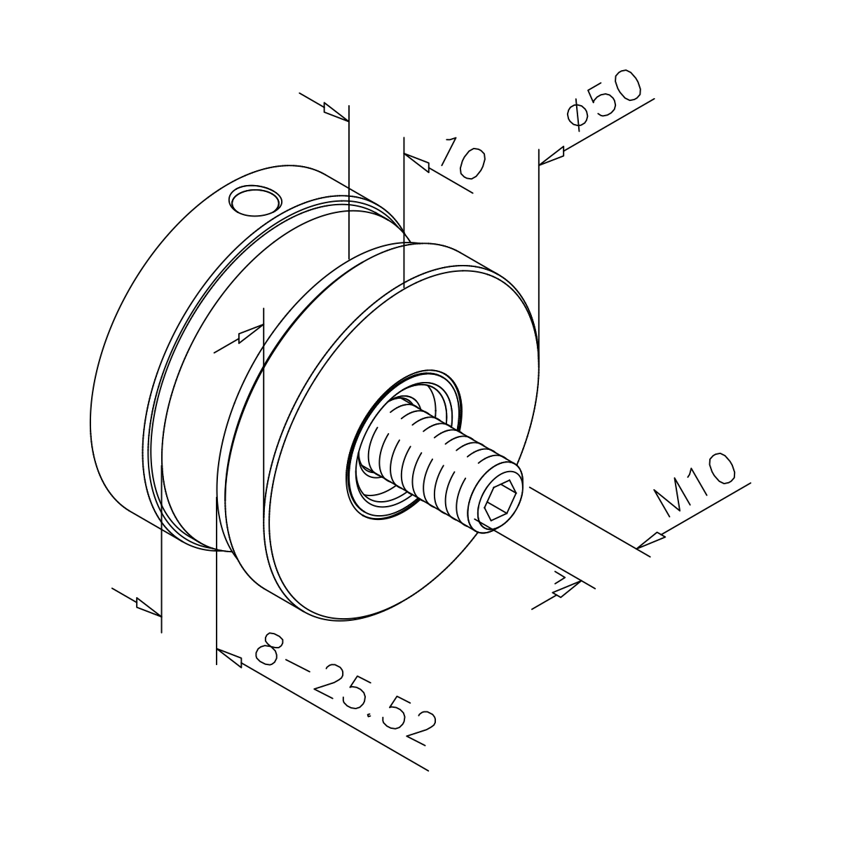 Glas-Punkthalter Ø 50 mm, 771107470xx12