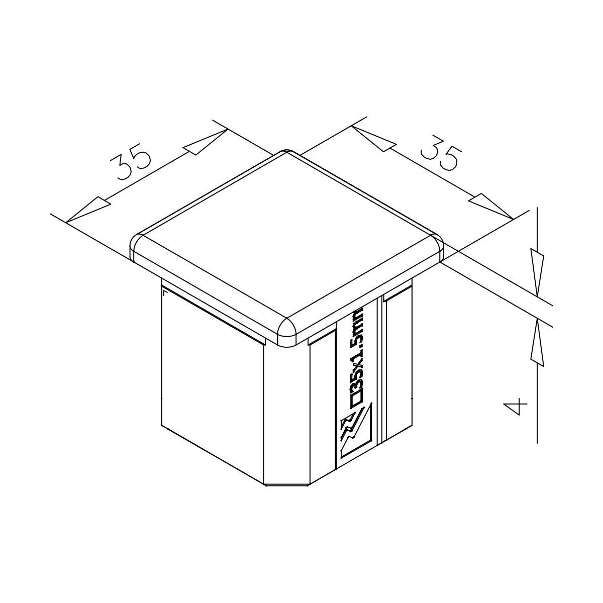 Endkappe für Vierkantrohr, 124732xxxxx