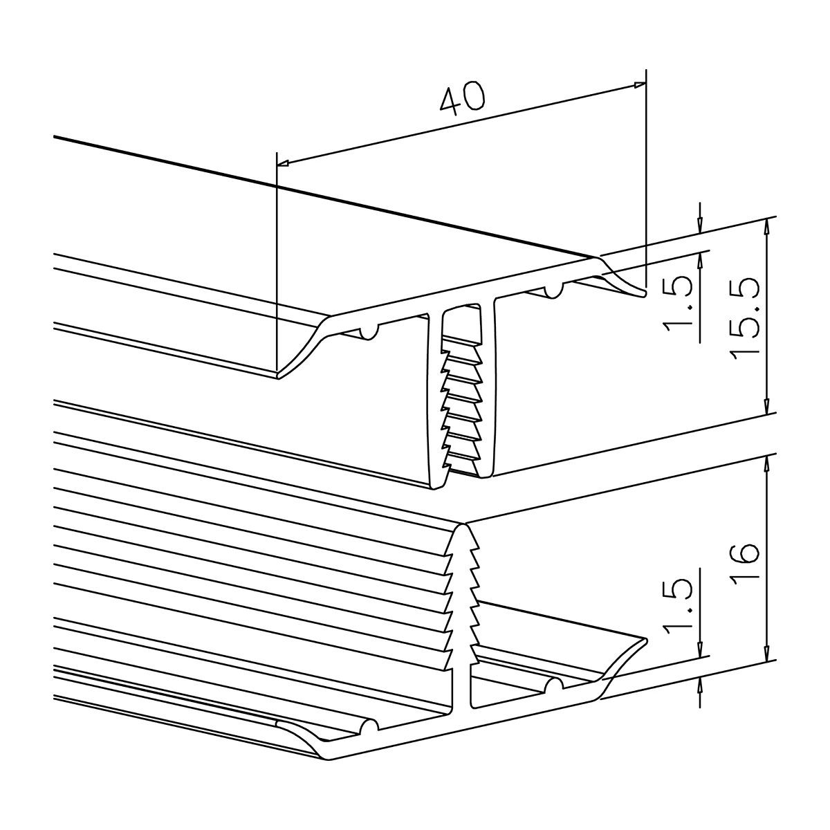Glas Dichtungsprofil aus Kunststoff, 7744075125000