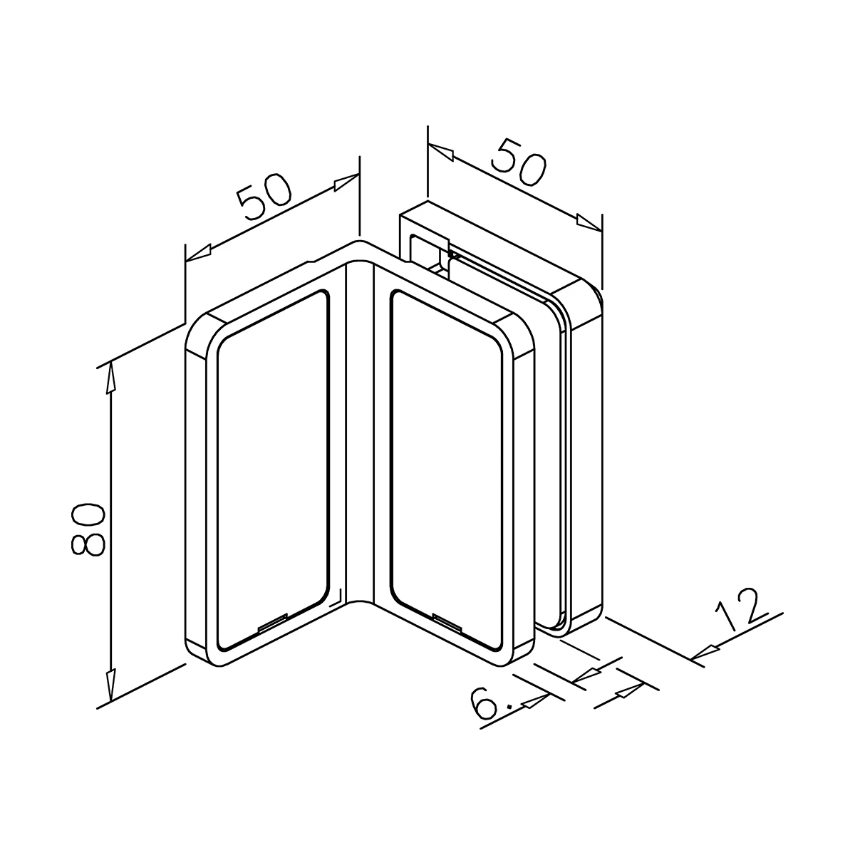 Glasverbinder 90°, 407012090xx
