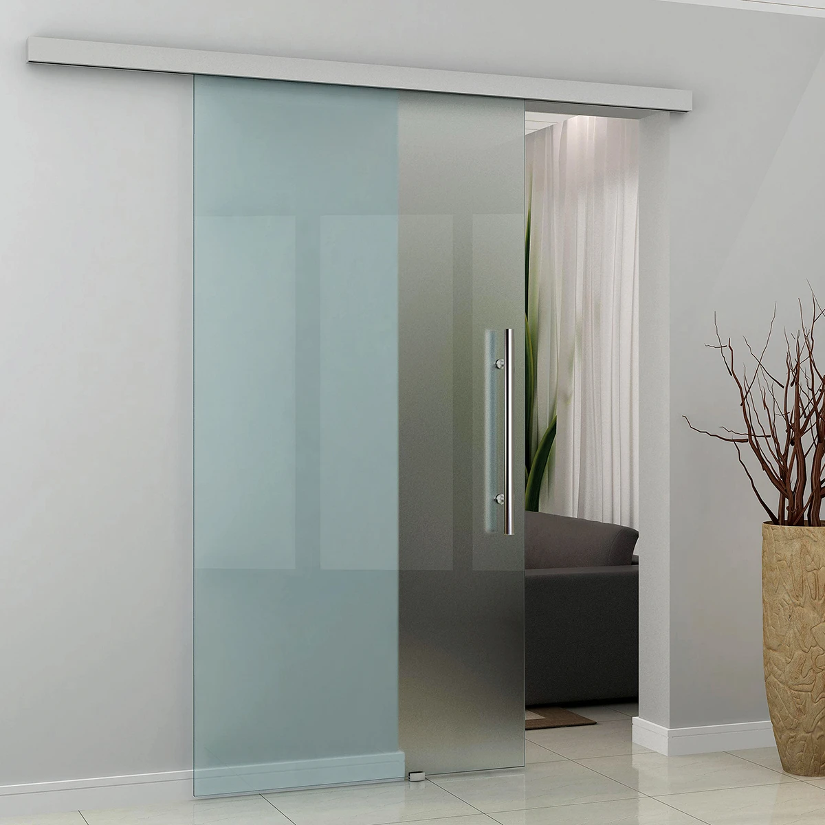 Schiebetür aus Glas inkl. Stopper und Bodenführung, 295070xxxxx