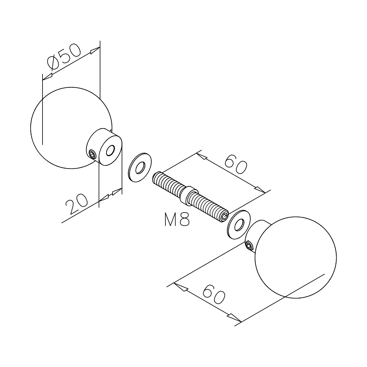 Glastürknopf, zweiseitig, 470114050xx