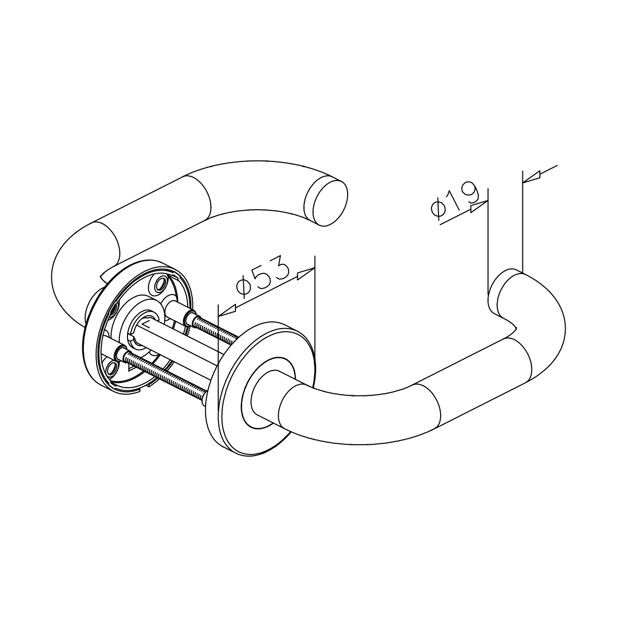 Türganitur mit Drücker, U-Form, 77476500020-xx
