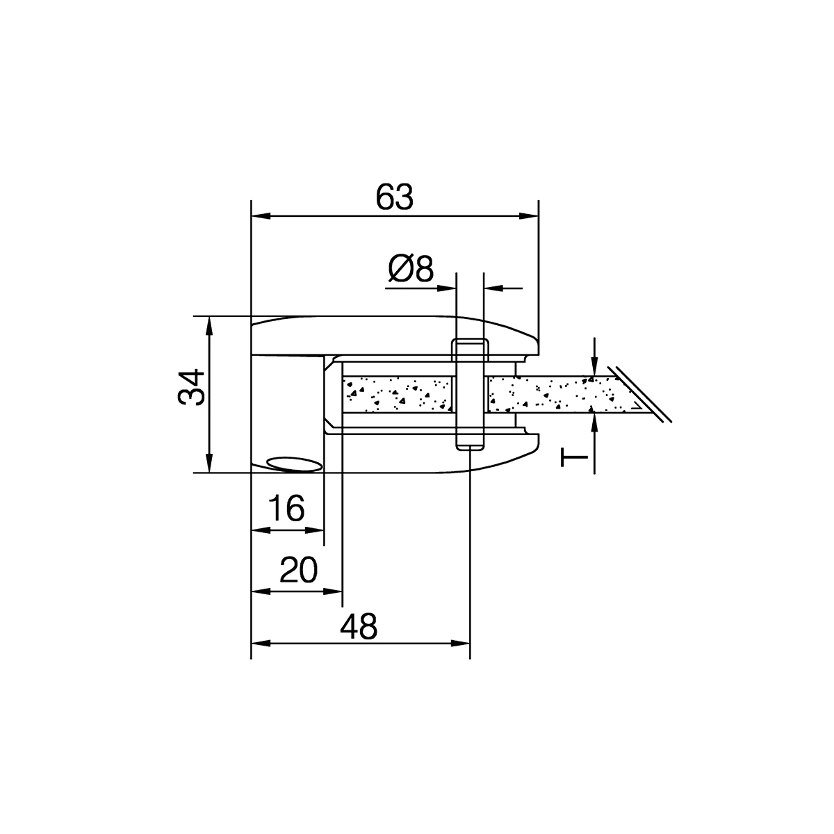 Glashalter Wandmontage, 122800xxx12