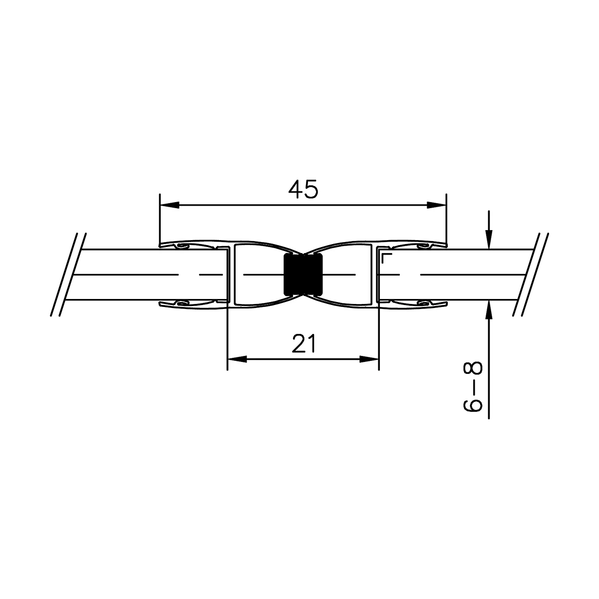 Magnetschließleiste 180° für Glastür, 194040180xx