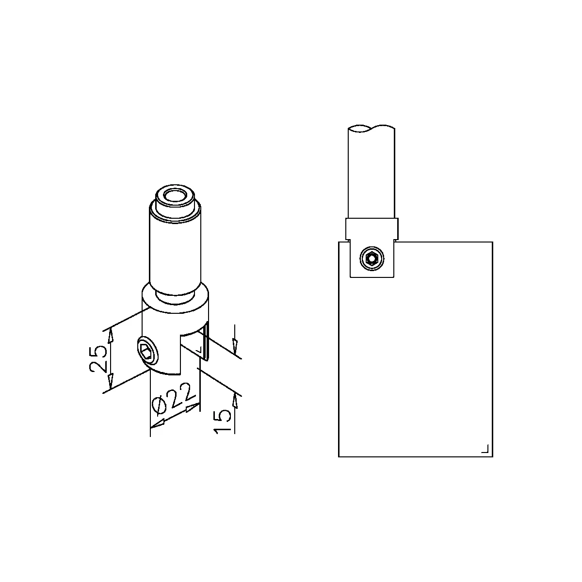 Glashalter für Rohr Ø 19,0 mm, Deckenmontage, 77400837019-xx
