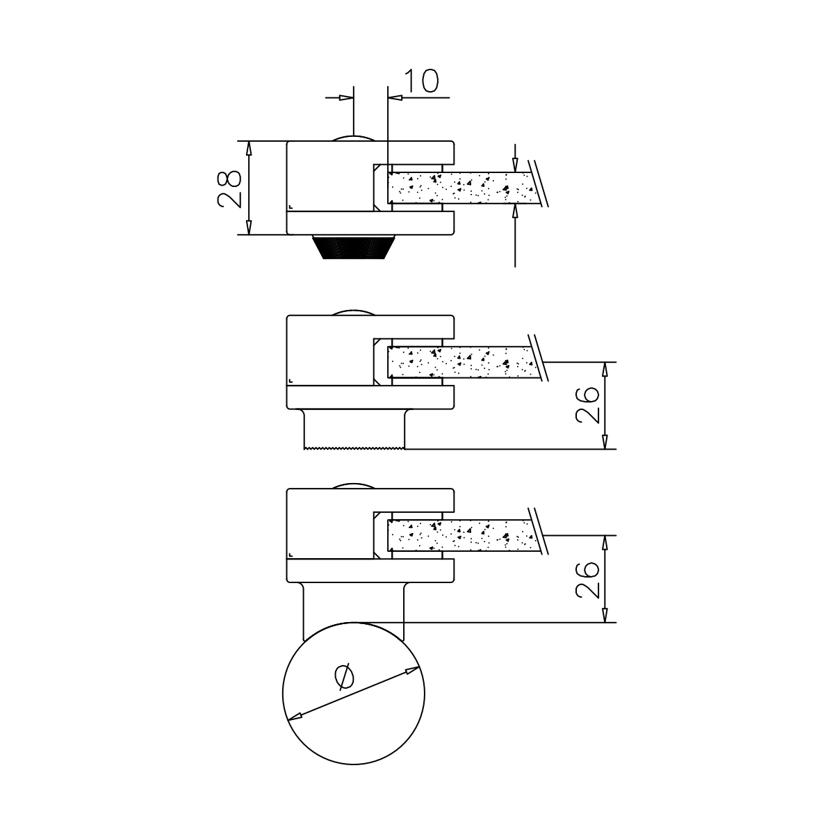 Glashalter aus V4A Edelstahl, 77145100000xx