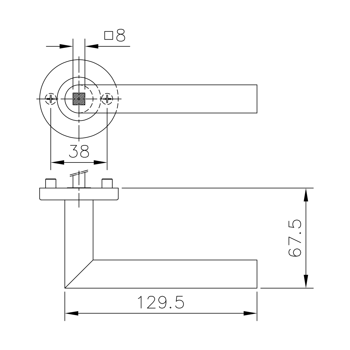 Türganitur mit Drücker, L-Form, 77476510020-xx