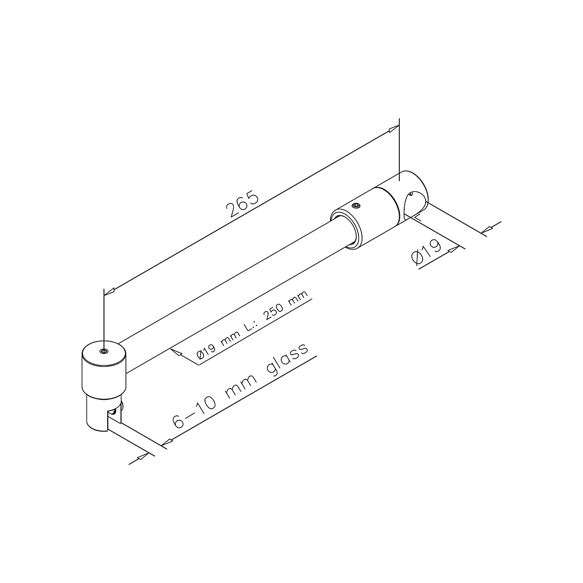 Stabilisierungsstange mit T-Stück für Duschwand, 296016019xx
