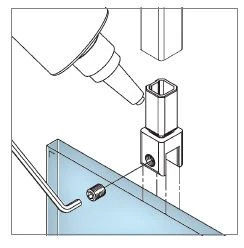 Glashalter für Vierkantrohr 20 x 20 mm, Deckenmontage, 400837420xx