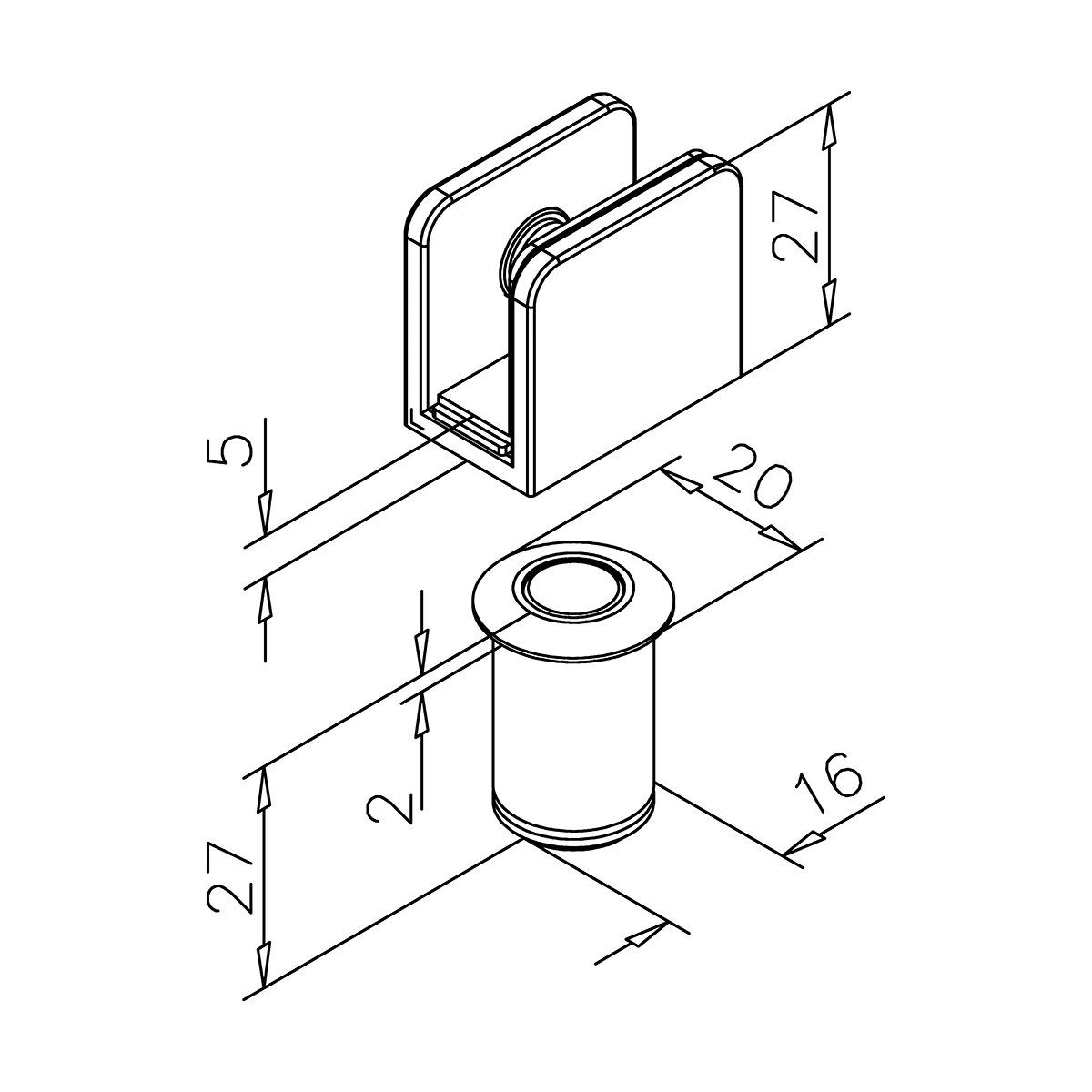 Magnetischer Türstopper für Glastür, 450227000xx