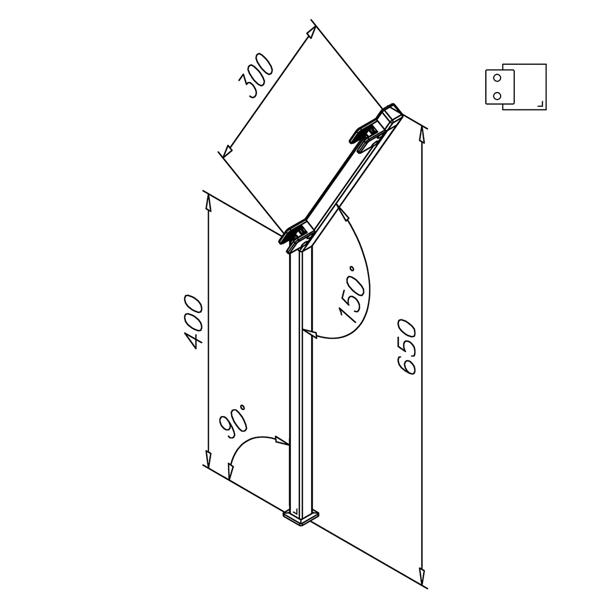 Pfosten für 8 mm Glas, 20170x02020