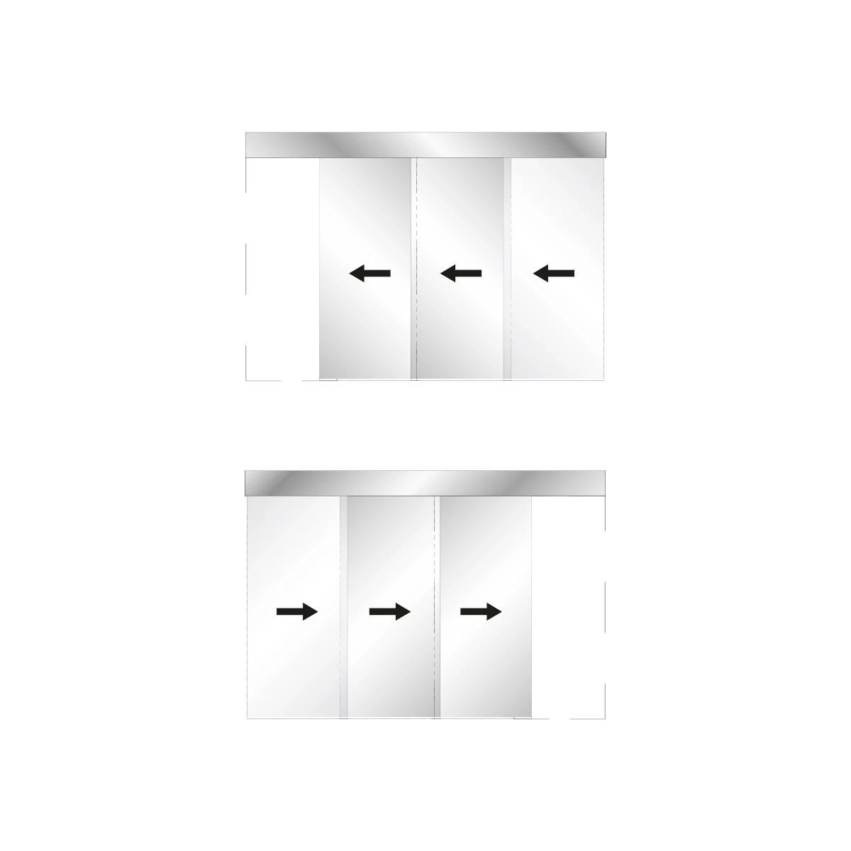 Teleskopisches Schiebetürsystem, 3-läufig, 2913x30x046