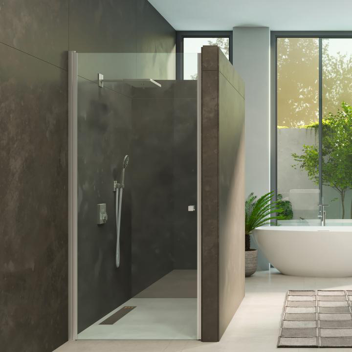 Badezimmer-Nischendusche-ANNA-silber-matt-eloxiert