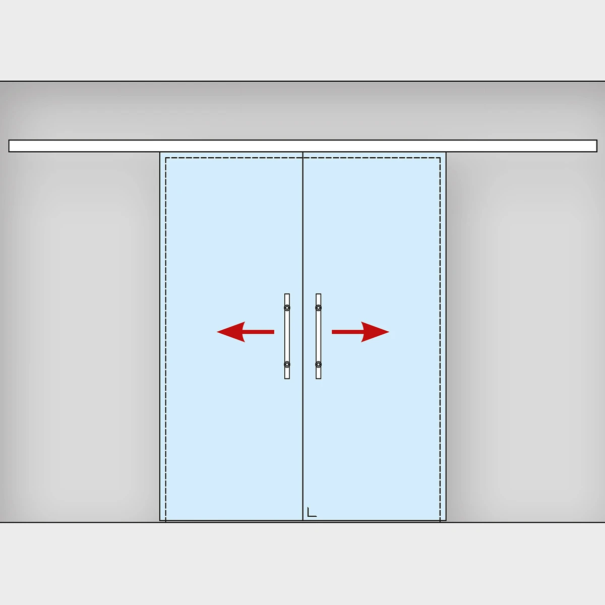 Synchro Schiebetür inkl. Dämpfeinzug und Bodenführung, 295071xxxxx