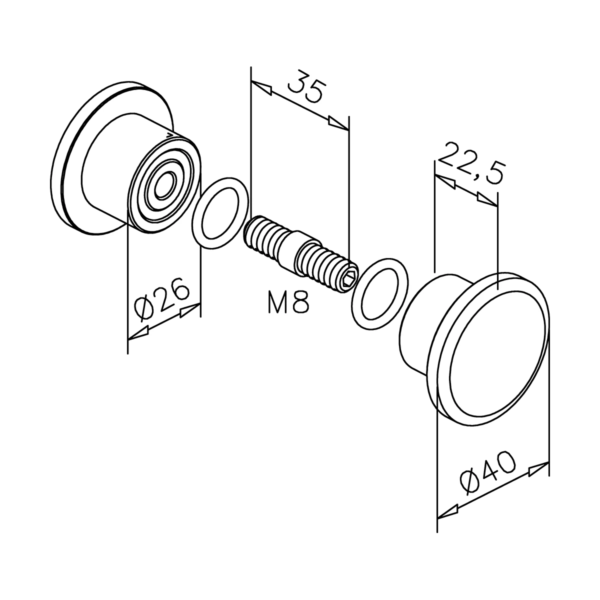 Glastürknopf, zweiseitig, 470101040xx