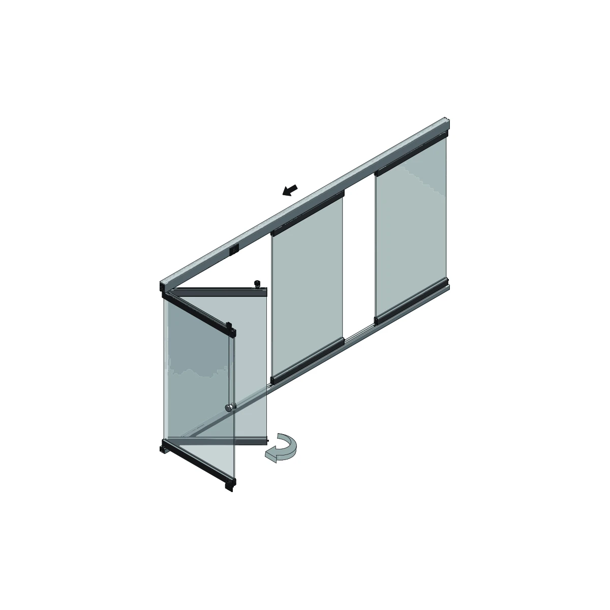 Glas Stapelwand mit Bodenführung, 2934xx0xx46