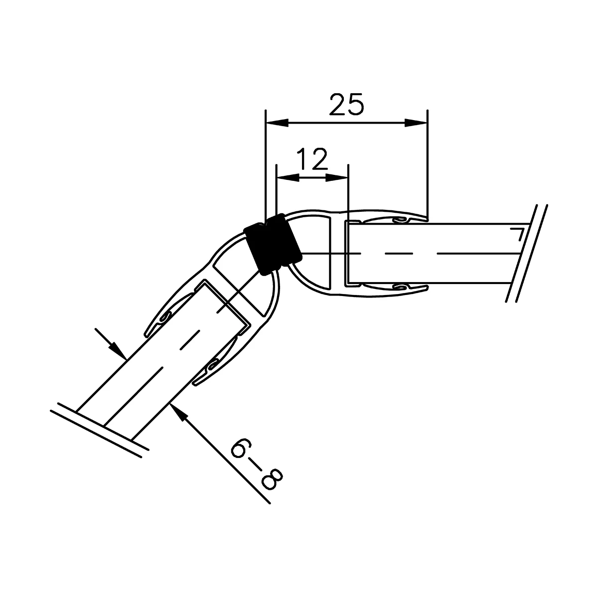 Magnetschließleiste 135° für Glastür, 194010135xx