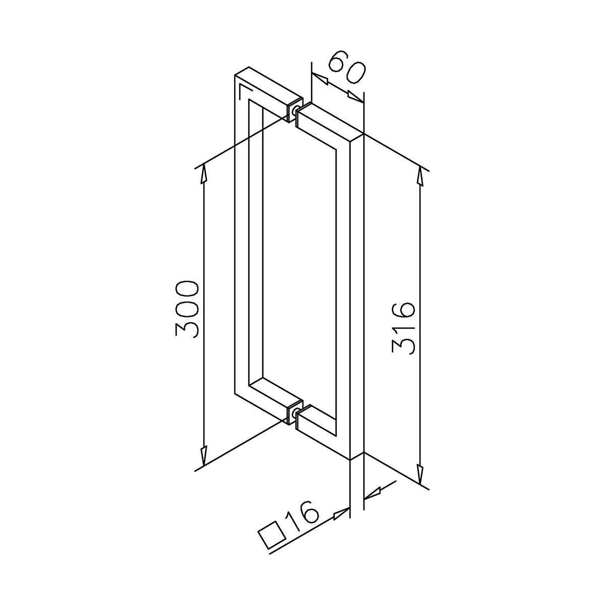 Türgriff, zweiseitig 90°, 4785xx4xxxx