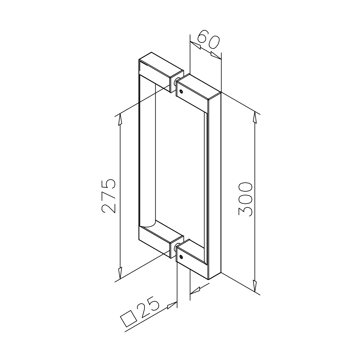 Türgriff, zweiseitig 90°, halbkeisförmig, 77478603425xx