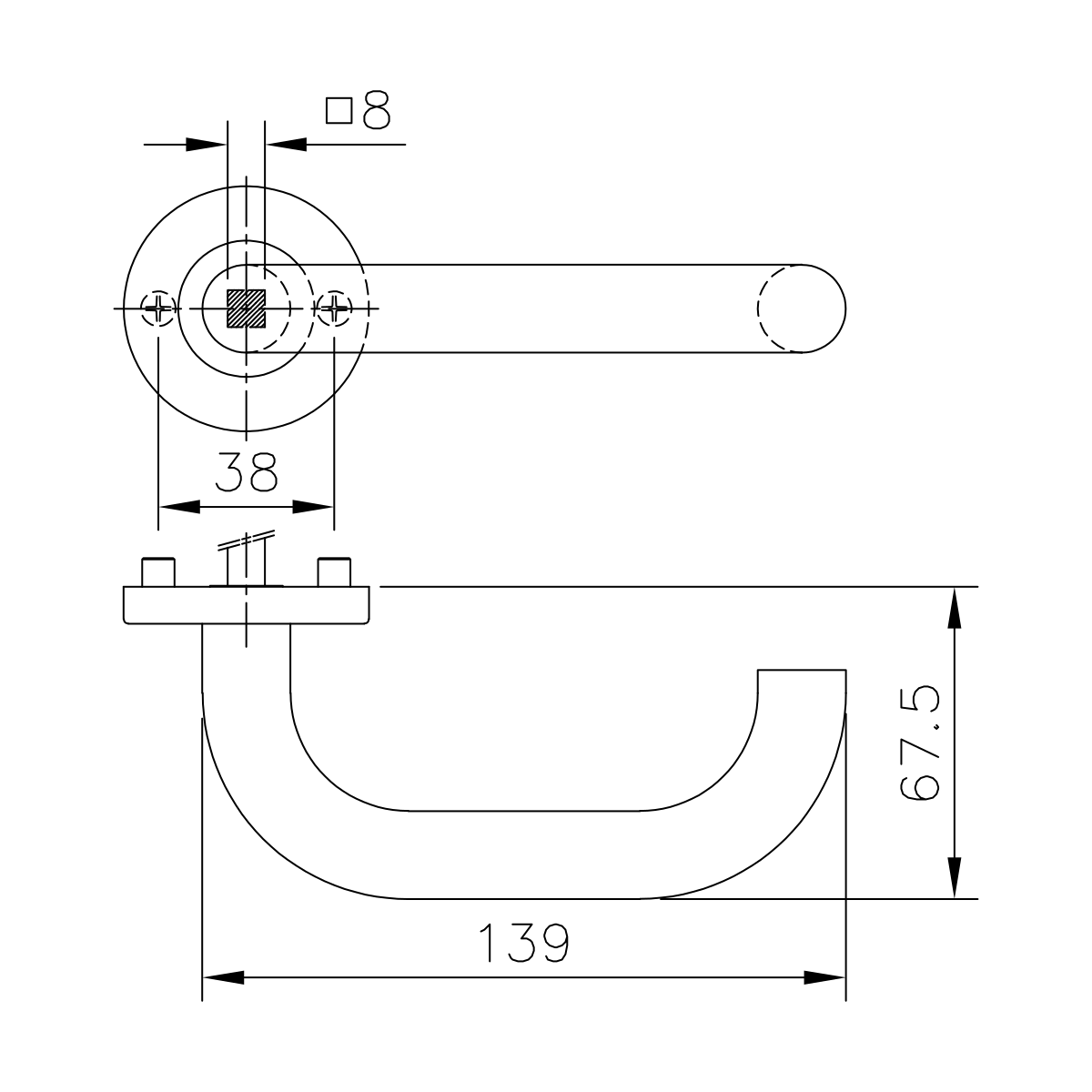 Türganitur mit Drücker, U-Form, 77476500020-xx